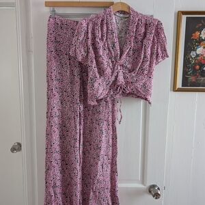 Zara pink floral matching set